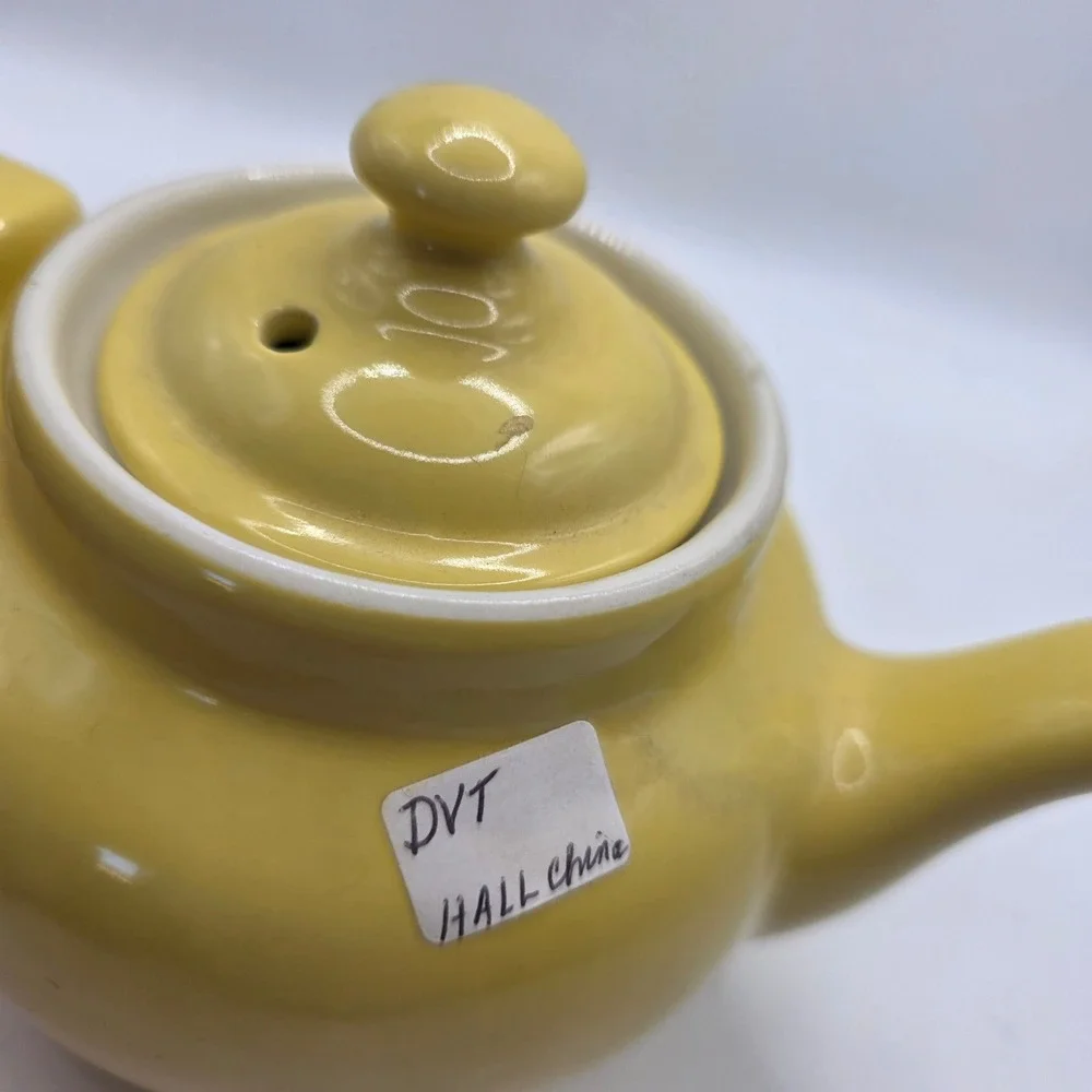 Vintage Hall China Yellow Teapot Ceramic Made in USA Mid Century Tea Pot